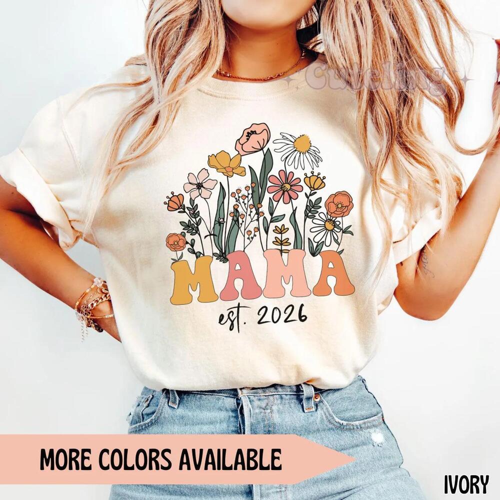 New Mama Shirt, Wildflowers Mama Shirt, S T-Shirt